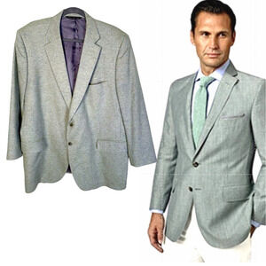 Vintage Tom James 48R Speckled WOOL Suit Jacket LUXURY Blazer Sage Green
